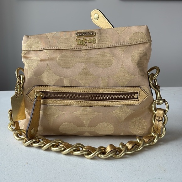 Coach Amanda Foldover Clutch Bag Gold - Picture 6 of 7